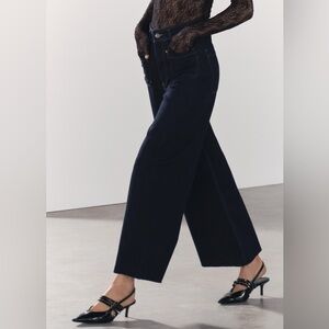 Zara Dark Wash Denim - High Waist Marine Straight Pocket Jeans